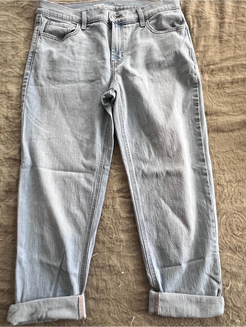 Old Navy Mid-Rise Casual Light Blue Boyfriend Jeans Size 8 Rolled Cuff